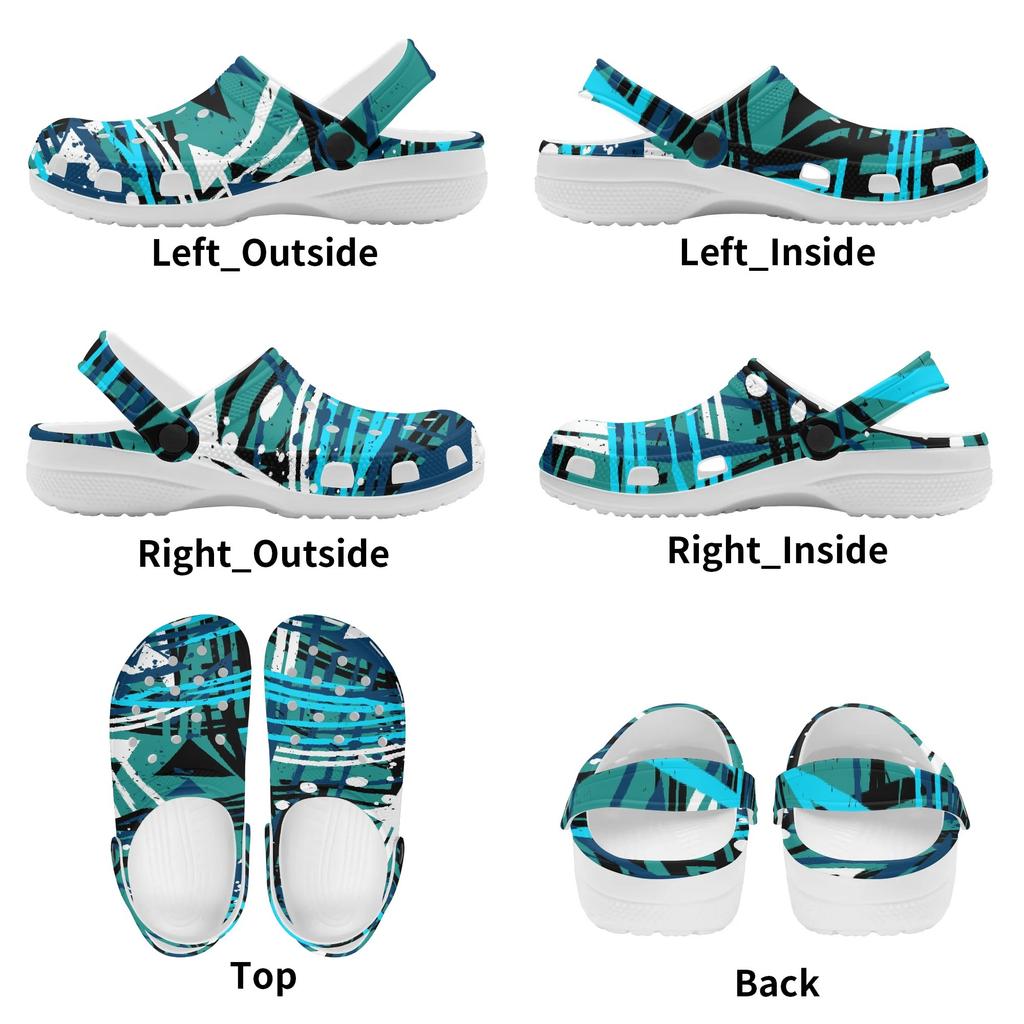 Printed White EVA Clogs for Women Men Lightweight Breathable Slip On Garden Shoes Summer Beach Pool Bathroom Sandals Daily Wear