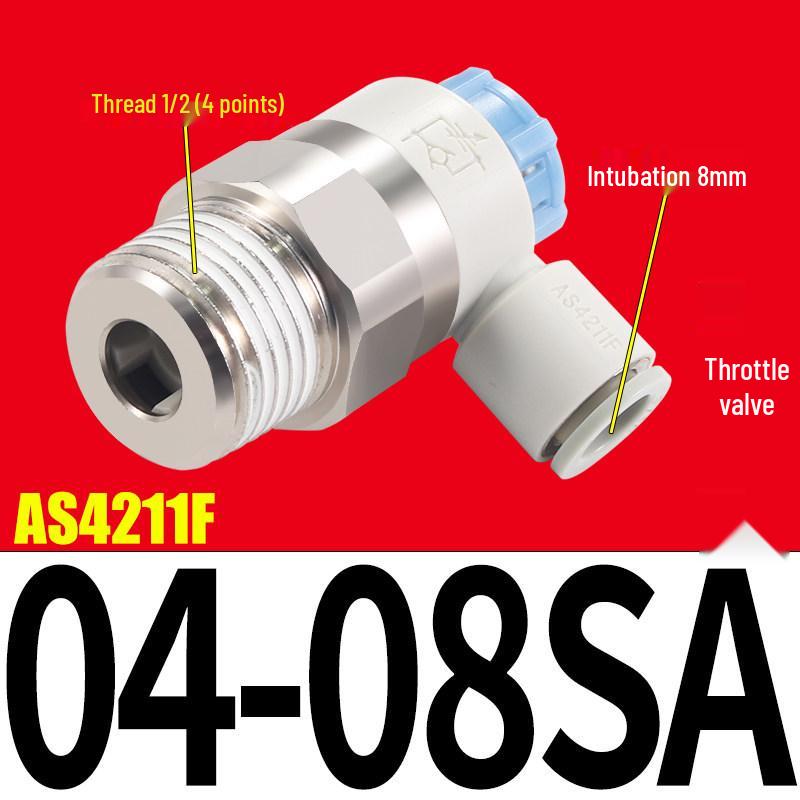 SMC AS1201F Pneumatic Speed Control Valve - Adjustable Throttle Push-Lock Fitting for Cylinder Control