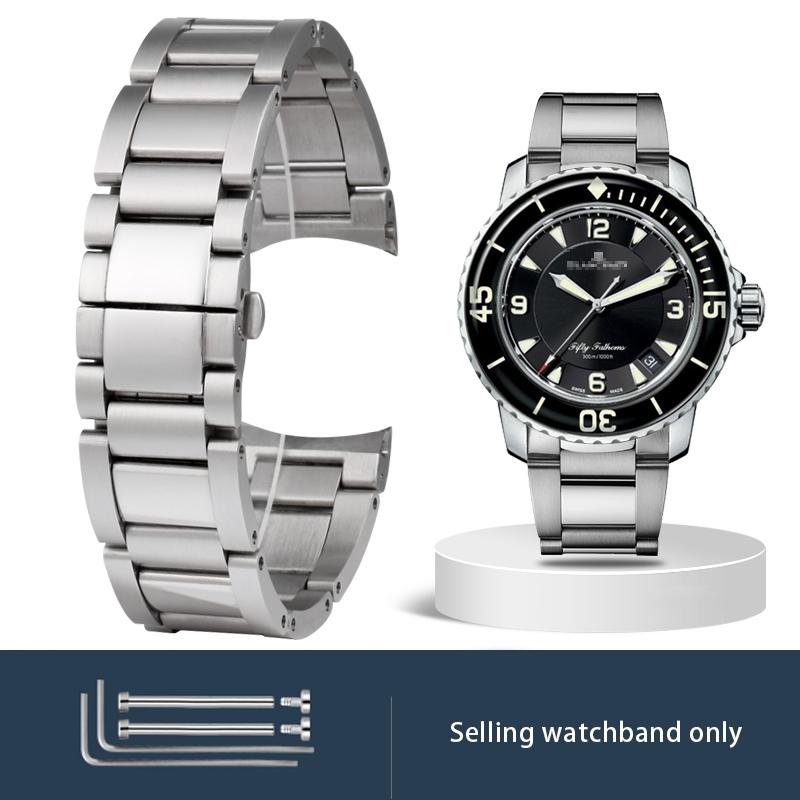 

Quality Solid Precision Steel Strap for BLANCPAIN 50 Series 5015 Stainless Steel Curved Precision Steel watch Accessories 23mm 23mm срібний