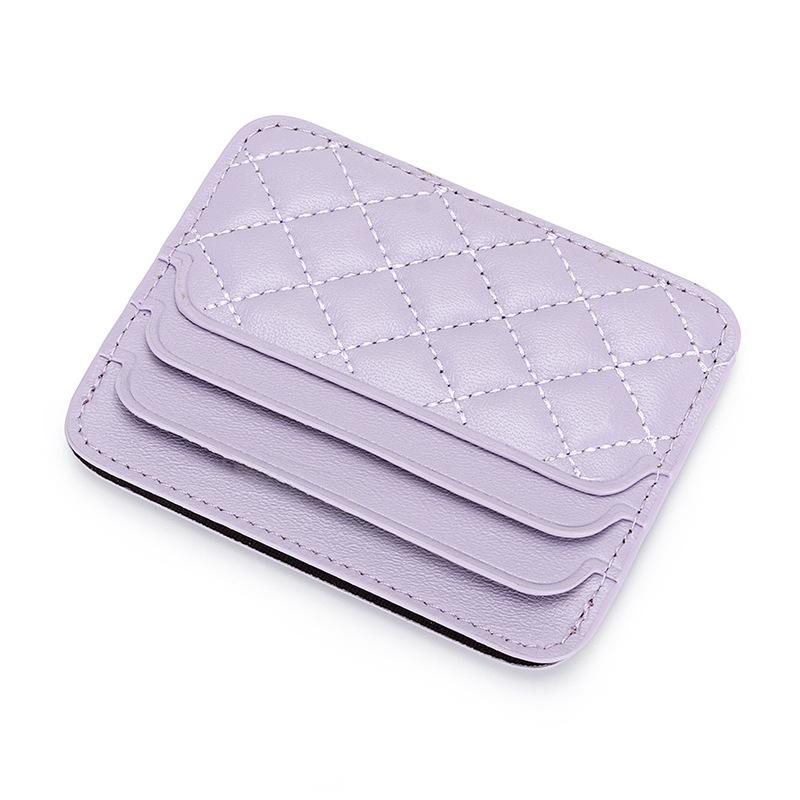 Small Card Bag Women's Sheepskin Embroidered Diamond-grid ID Candy Color Mini Multi-card Holder Genuine Leather Change Purse