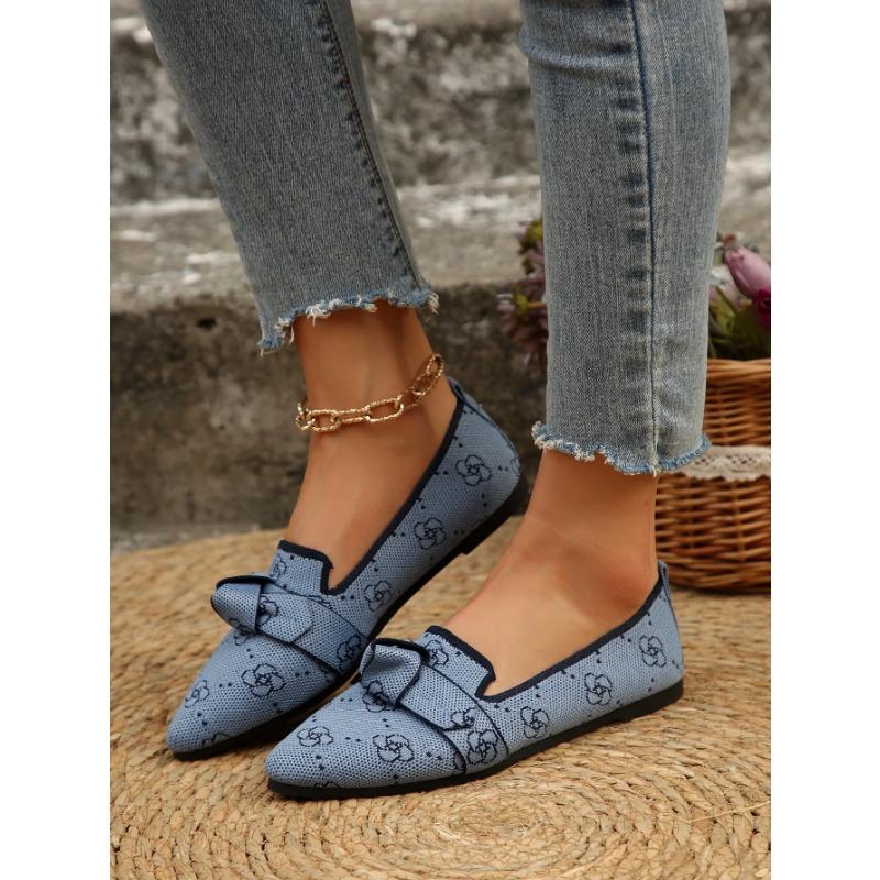 Skinny pointed oversized flat sole shoes for women in fashionable flying weaveone foot butterfly bowcasualbreathable