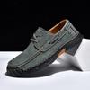 2026 Plus Size Men's Leather Casual Loafers - Hand-Stitched Low-Top Shoes for Spring