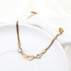 Cute Romantic Double Heart Rhinestone Stainless Steel Snake Chain Bracelet for Women Elegant Anniversary Party Gift Jewelry