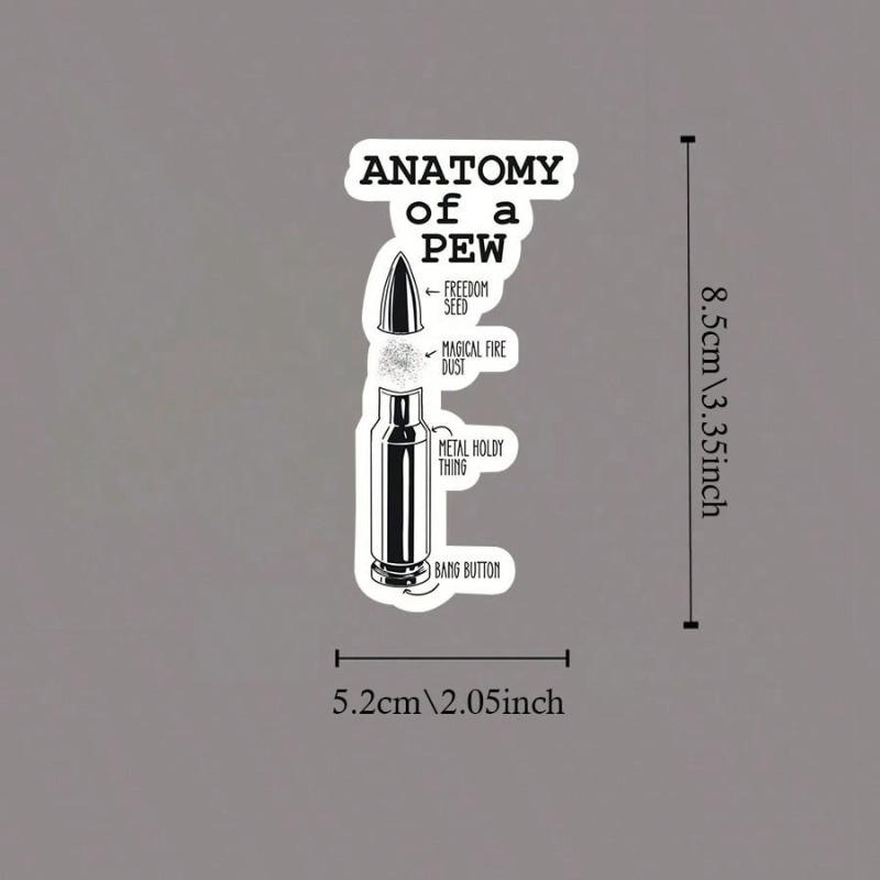 1pc Anatomy Of A Pew Sticker - Funny Military Decal For Laptops, - Waterproof Vinyl Decal - Quirky, Fun Design Ideal For Music And Humor Enthusiasts
