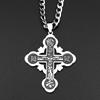 Orthodox Crucifix Jesus Christ Cross Pendant Necklace for Men Stainless Steel Gold Color Hip Hop Chain Necklaces Jewelry Gift