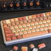 Cute MOG Bread Keycap 125 Keys PBT+PC Hamburger Fries Ice Cream Fast Food Theme Keycaps Orange Red Round Mantou Keyboard Caps