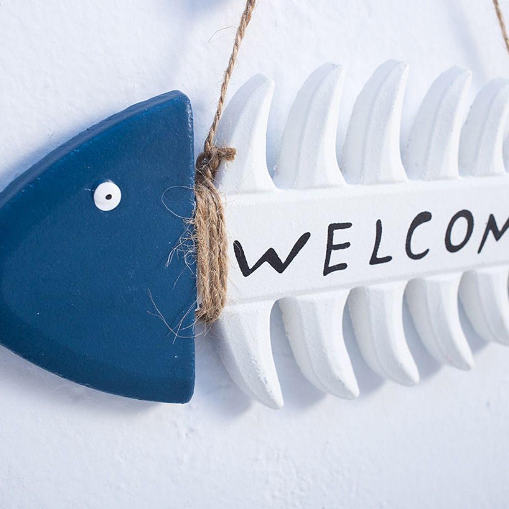 Dřevěná dekorace Vítejte Kostra ryby Námořní ozdoba Odolná Rybí nástěnná dekorace Dětský pokoj