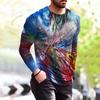 Men's Fashion Casual Printed Long Sleeve O-Neck Shirts Tops Blouse