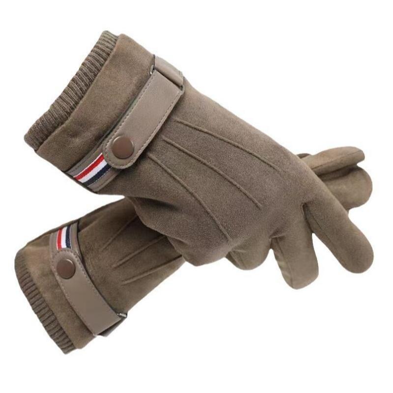 Gants d'hiver en daim polaire chaud pour homme, gants chauds à doigts, pour l'extérieur, épaissis, avec boucle pour la conduite, ski, homme, moufles tactiles