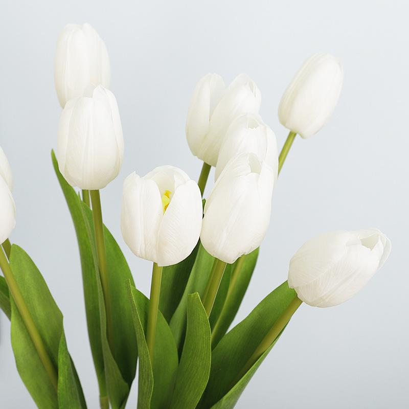 Fake Tulip Flowers Realistic Silk Tulip Decor Artificial Tulip Bouquet Vivid Faux Floral Arrangement For Weddings Outdoor
