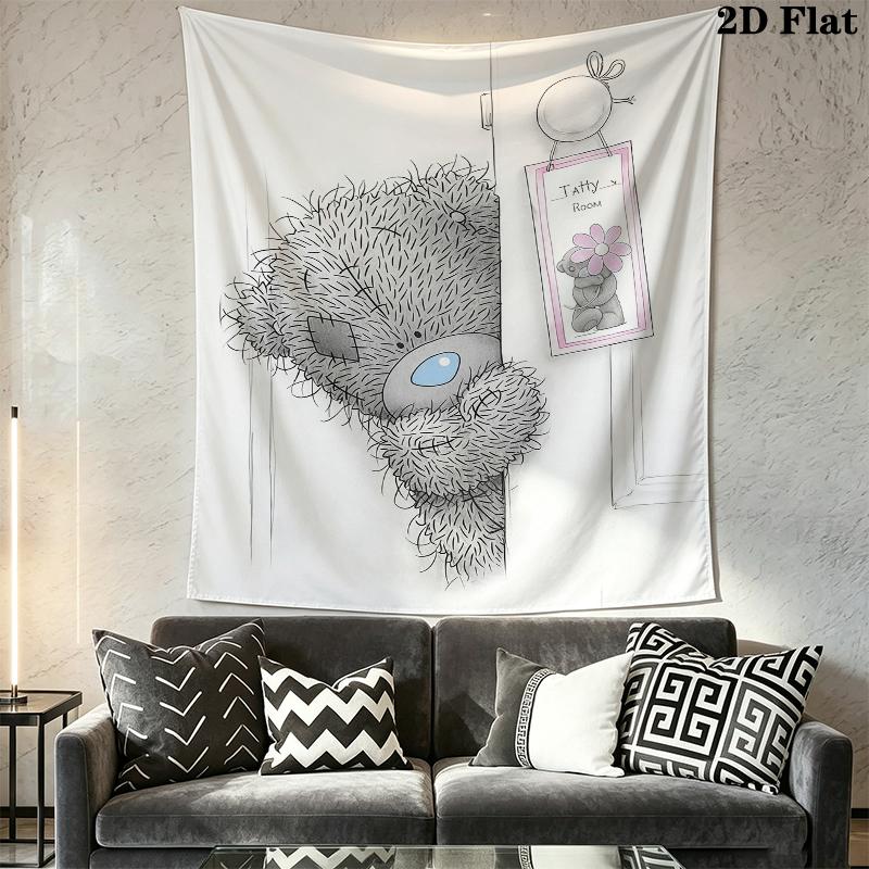 Tatty Teddy Wall Tapestry Aesthetic Wall Hanging Printed Fabric Blanket Decorative Tapestries for Bedroom Living Room Home Decor