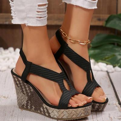 Vintage Hollow Out Narrow Band Gladiator Sandals Summer Chunky Platform Super High Heel Sandals Women Wedge Heel Beach Shoes