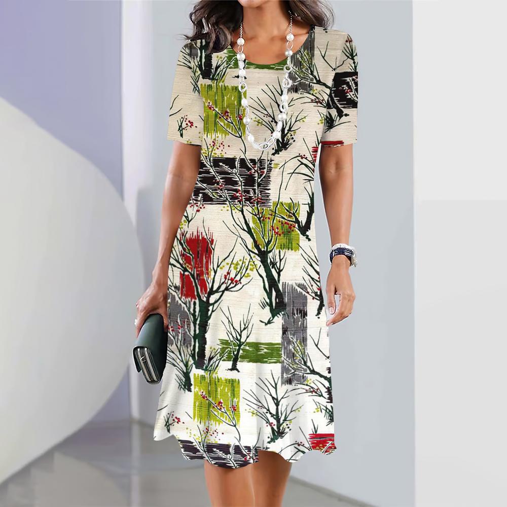 Damen Elegante Kleider Sommer Mittellanges Kleid