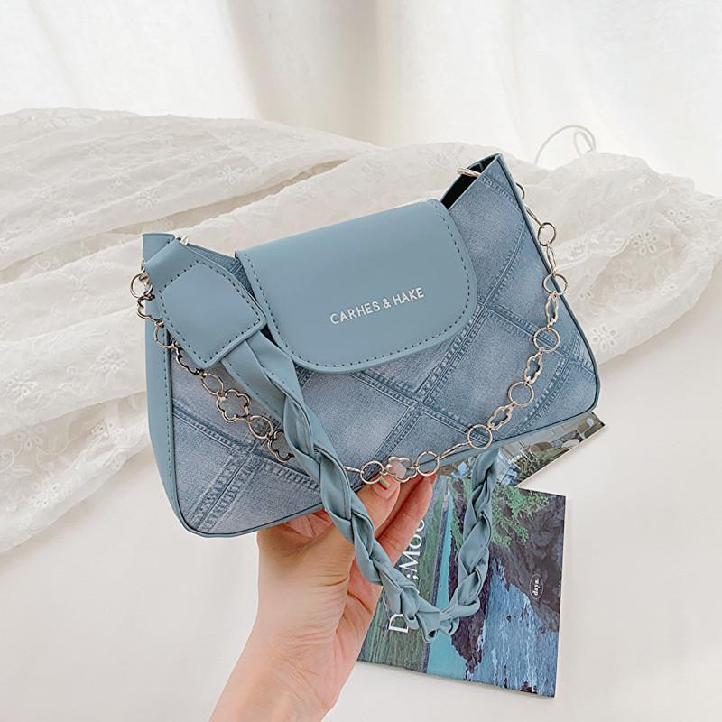 Summer Pu Material Trendy Crossbody Bag Women s Casual Fashion Tote Bag синий