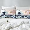 Feelyou Cherry Blossoms Bedding Set Chic Crane Duvet Cover for Kids Girls Women Ocean Wave Decor Comforter Cover Pink Japanese Ukiyoe Theme