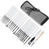 24-Piece Brush Set: Cross-Border Canvas Roll with Silver-Gray Nylon Handles for Gouache & Watercolor Painting