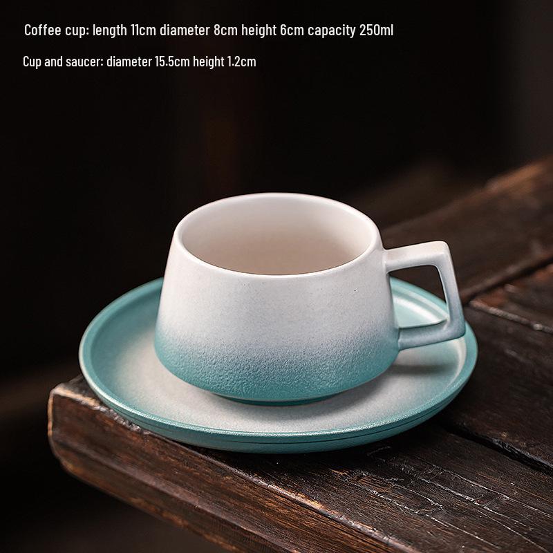 Melo Exquisite Color Block Ceramic Coffee Mug and Saucer Gift Set