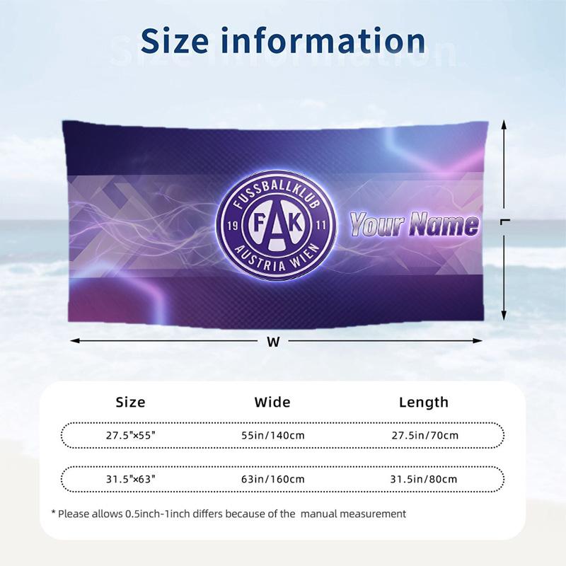 Custom Text Beach Towel, Soft Absorbent Swimming Multi-use TowelAustria Wien FC