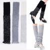 Womens Vintage Ribbed Knit Stretch Long Leg Warmer Party Dance Glitter Sequins Patchwork Solid Boot Socks Leg Cover