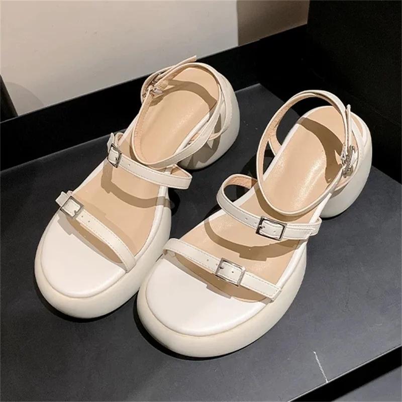 Fashion Women's Sandals Platform Shoes Summer Chunky New 2025 Fashion Buckle  Slippers Open Toe High Heels Mujer Zapatos Sandalias