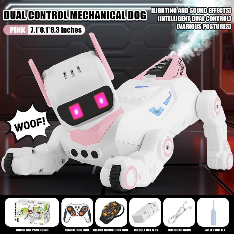 RC Robot Dog Electronic Stunt Pet with Light Sound Spray Interactive Touch Programmable Smart Mechanical Dog Kids Birthday Gift