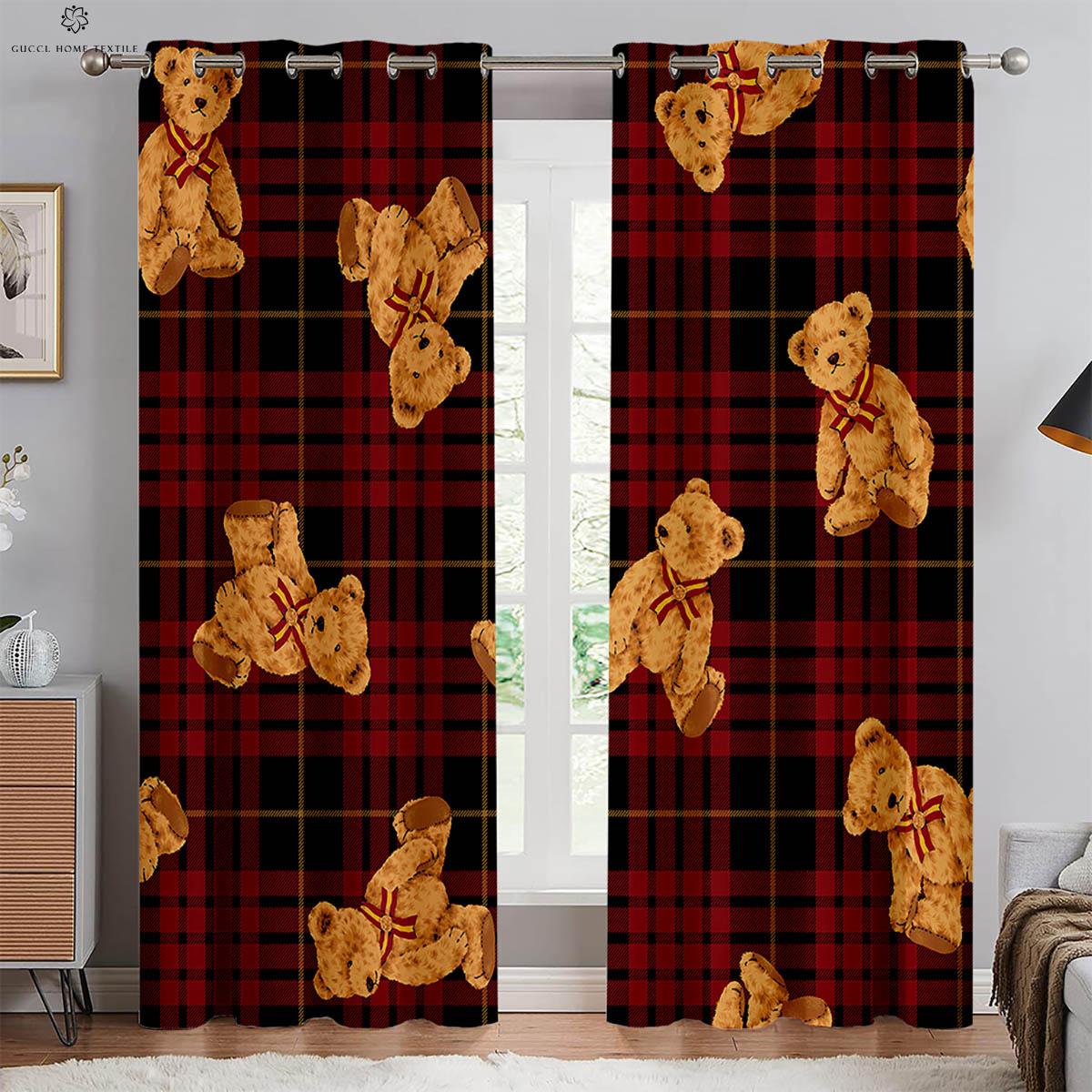 

Шторы с принтом мультяшного медведя для детской комнаты, декоративные шторы, подходящие для спальни, гостиной, окна кабинета, 2 шт. W50xH130(CM)x2PCS&Grommet Top