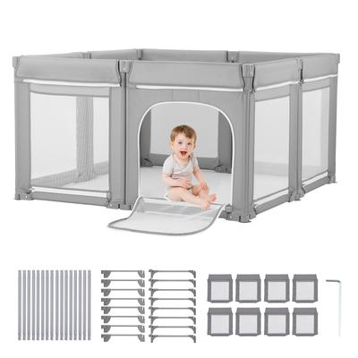 Baby Playpen, 2000 X 1780mm Extra Large Toddlers Playpen, Foldable Baby Fence Play Yard with Zippered Door & Soft Breathable Mesh
