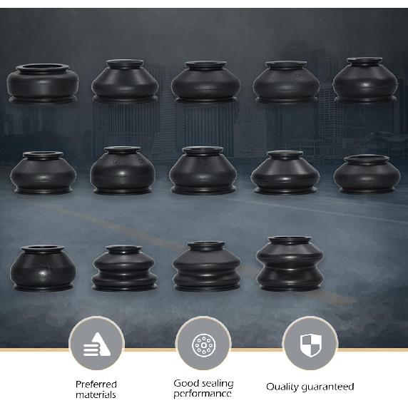14PCS Tie Rod Boot, Tie Rod End Boot, Rubber Dust Cap Tie Rod End Kit, Ball Joint Boot Replacement Suitable To Most Vehicle (Black)