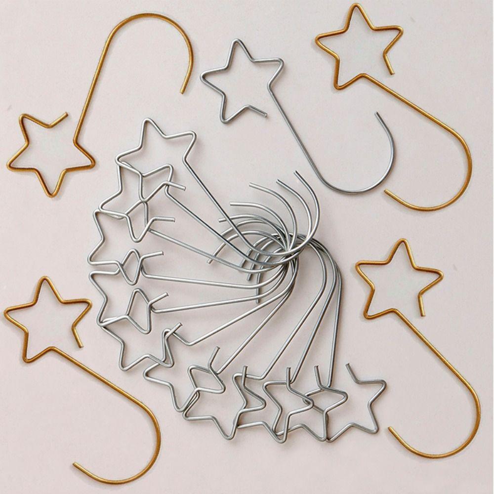 20Pcs/Pack Metal Xmas Tree Hanging Pendant Pentagram Shaped Xmas Wreath Hanger  New Year