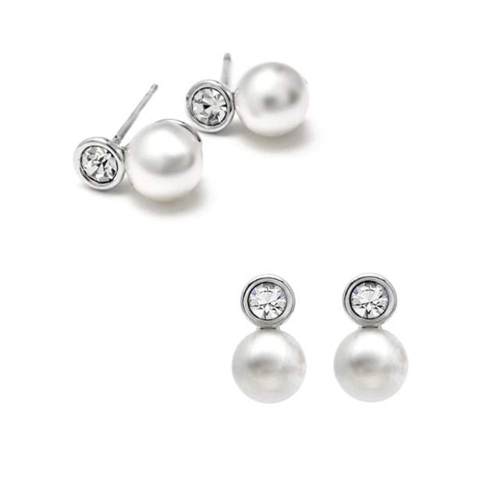 E435 Austrian Crystal Pearl Earrings