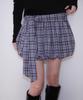Rose Franz Balloon Check Belted Miniskirt [Black]