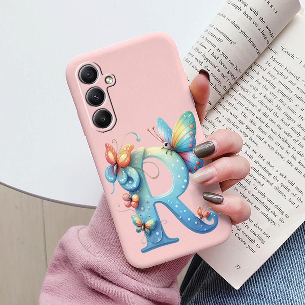 Phone Case For Samsung Galaxy A15 A25 A35 A55 A13 Colorful Letter Love Flower Butterfly Women INS Shell Fundas Bumper Soft Cover