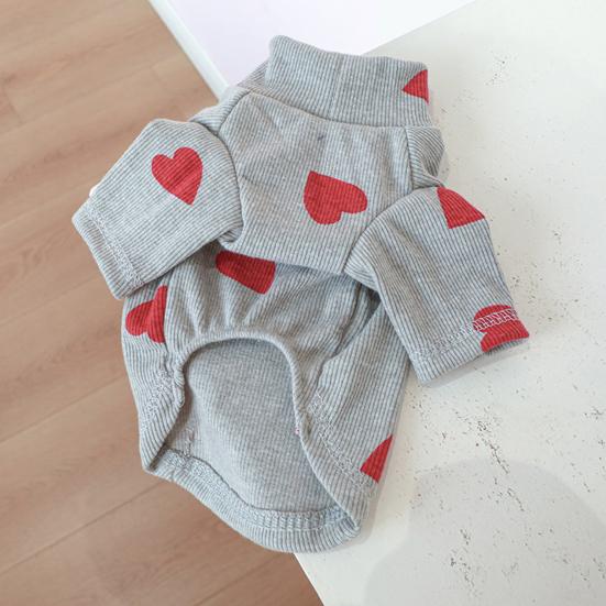 Red Heart Dog Shirt Love Pullover Valentine's Day Heart Prints Pet Turtleneck Cute Pet Clothes Festive
