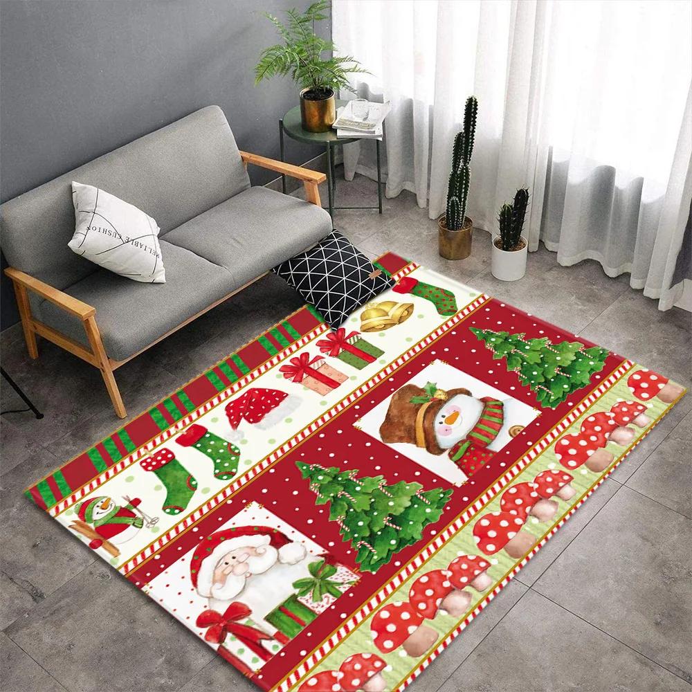 Christmas Santa Snowman Carpet for Living Room Decor Sofa Table Large Area Rugs Bedroom Bedside Floor Mat Christmas Decoration
