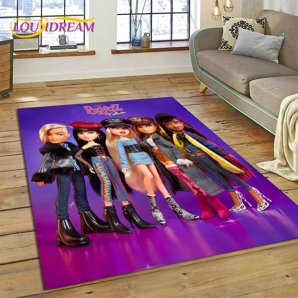 HD Cartoon Bratz Doll Cute Girls 3D Rug Carpet for Living Room Bedroom Home Decor,Floor Mat Non-slip Decoration for Sofa Doormat