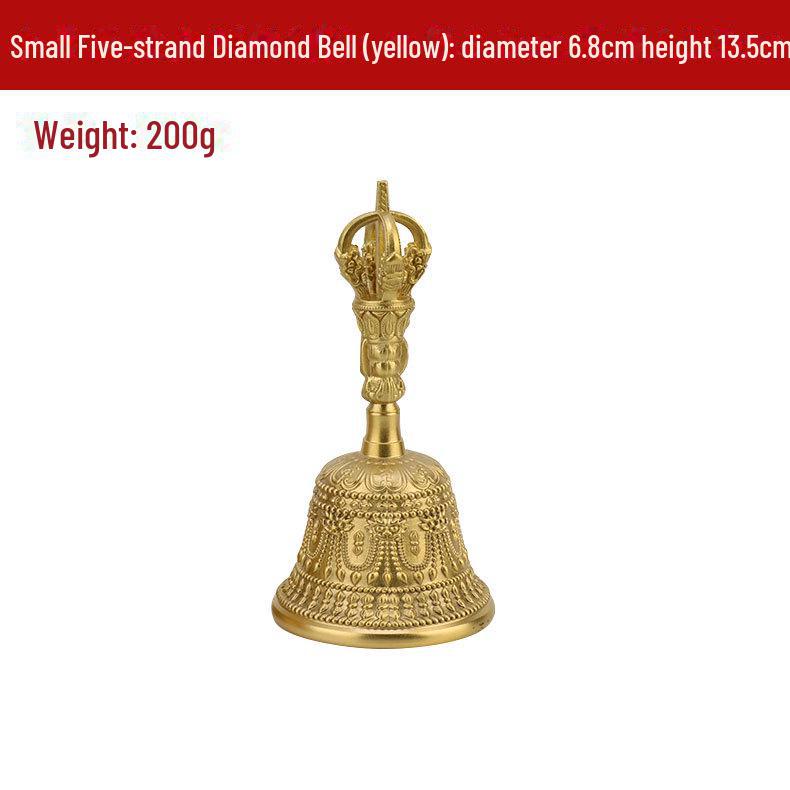 "Brass Hand Rattle with Five Bells for Home or Shop Use"