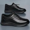 New Shoes for Men Leather Casual Shoes Fashion Thick-soled Sport Shoes Cool Black Lace-up Chunky Sneaker
