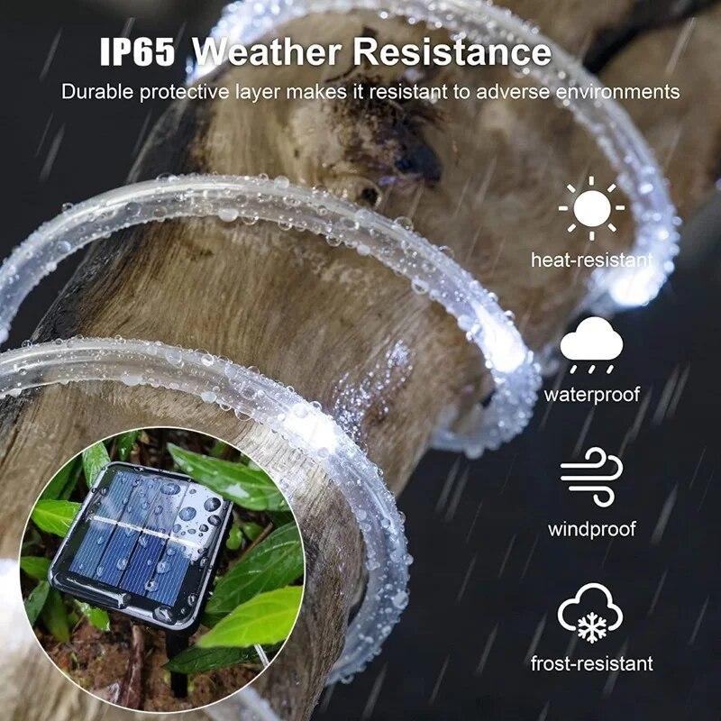 

Solar Rope Lights Solar LED Light Path Deck Outdoor Garden Solar String Lights Waterproof Outdoor Lighting Strips 8 Light Modes 7m 50led