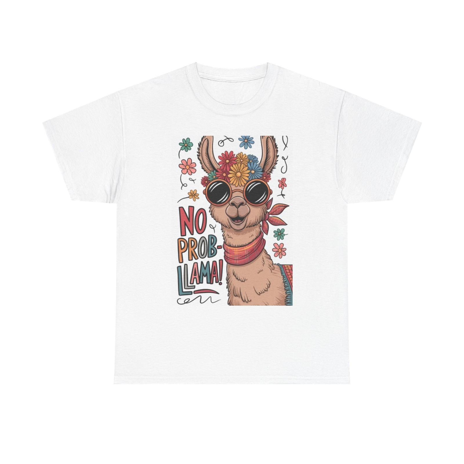 No Probllama Graphic T Shirt Mens Womens Tees Top Funny Llama Animals Unisex Heavy Cotton Tee M
