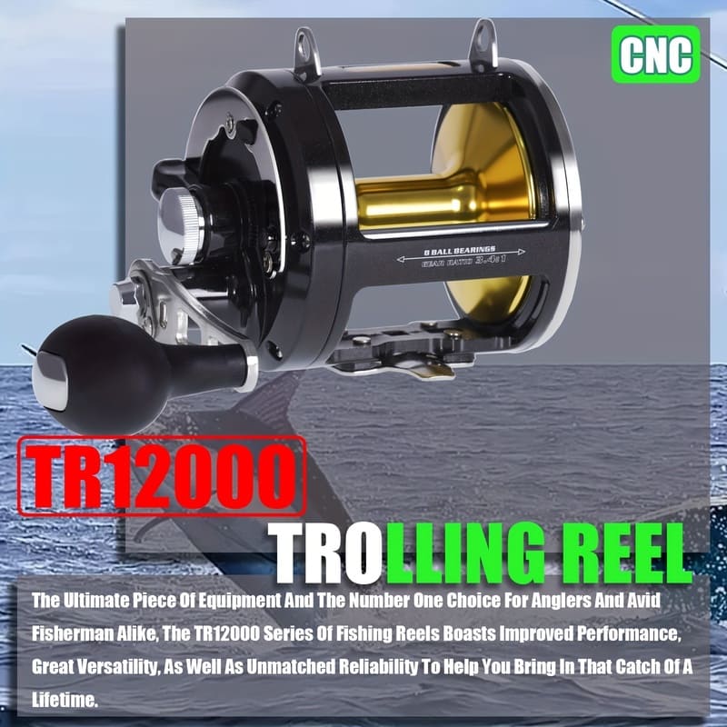 Fishing Reel  Sea Fishing Reel Super Strong Pulling Force  Drum-type Horizontal Trolling High Efficiency Transmission Suitable for Multiple Waters