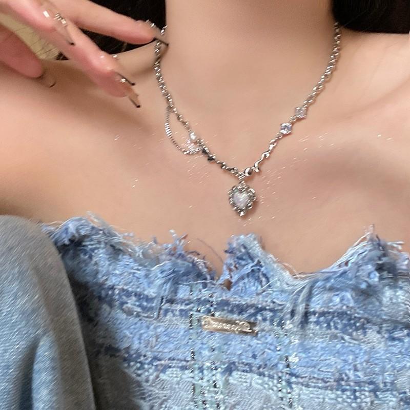 Camellia Double-layer Pearl Necklace Women's Summer Light Luxury High-end Niche Design Neck Chain Temperament Fringed Collarbone Chain