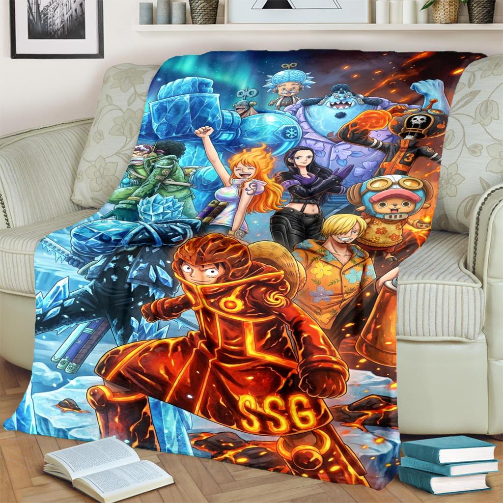"ONE PIECE" Themed Flannel Blanket Warm Cozy for Home Bedrooms, Sofas, Beds, Chairs, Picnics, Travel