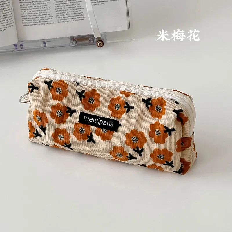 Pencil Case Vintage Flowers Pen Box Bag Student Big Capacity School Supplies Gift Pencilcases