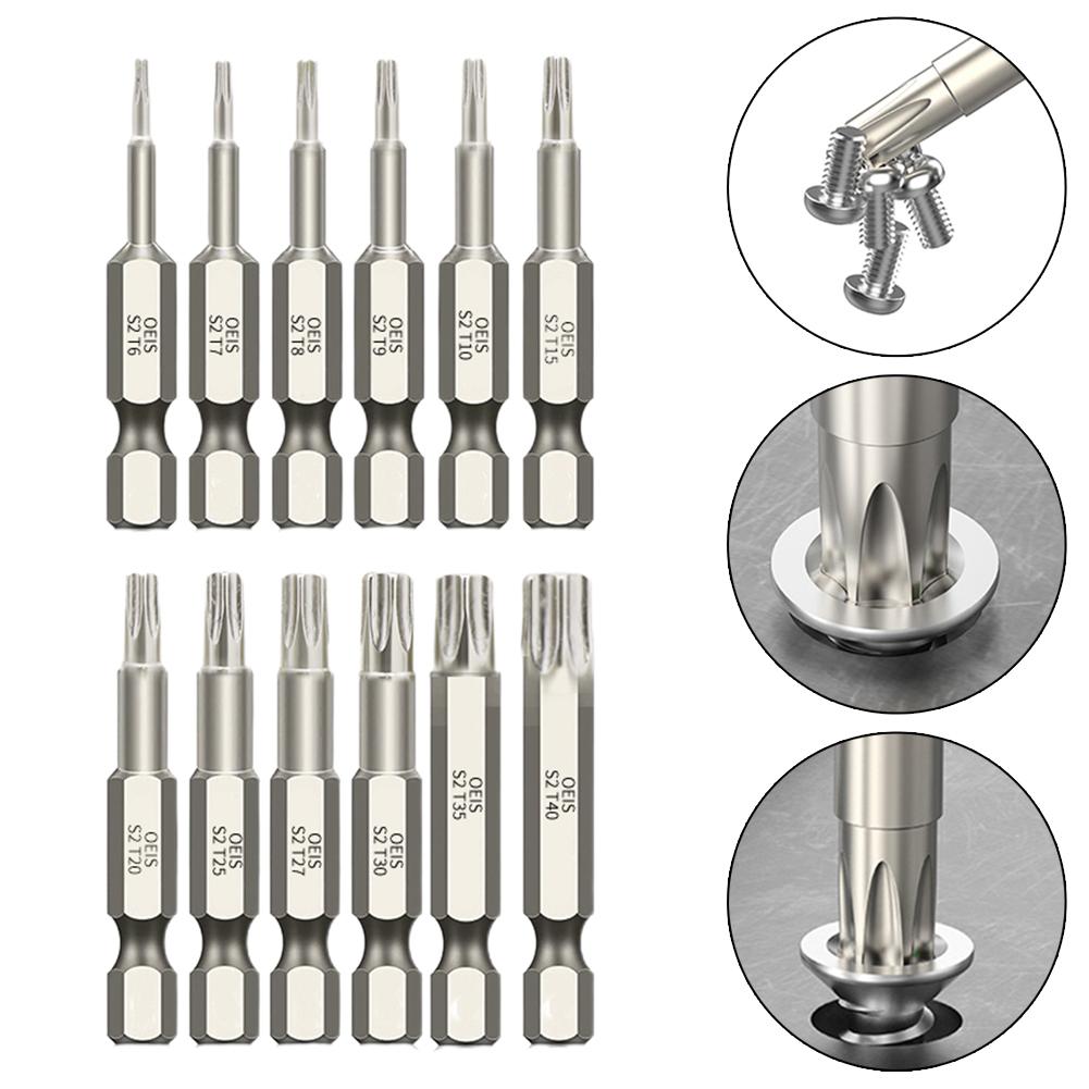 50mm magnetický dutý šroubovák Torx bity 1/4 palcové elektrické šroubováky ze slitinové oceli se šestihrannou stopkou hlava T7-T40