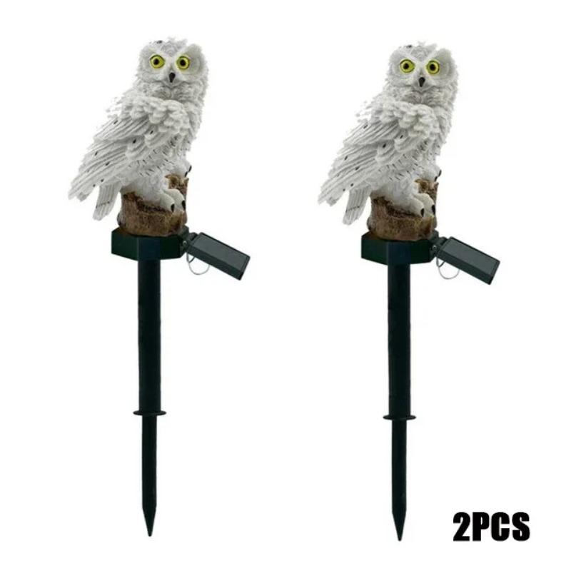 Solar Powered Owl Statue Light Outdoor Waterproof Light for Night Garden Hallowmas Lawn Patio Yard Pathway Fence Party Decor Lighting, with Stake
