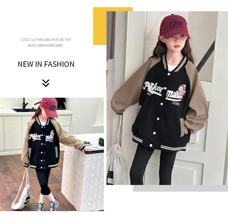 Girls' Spring and Autumn Western-Style Sports Baseball Jacket