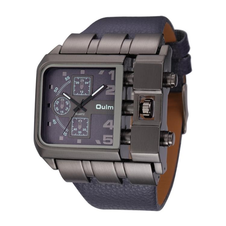 Oulm 3364 Herren Quadratisches Zifferblatt Lederarmband Quarz-Uhr