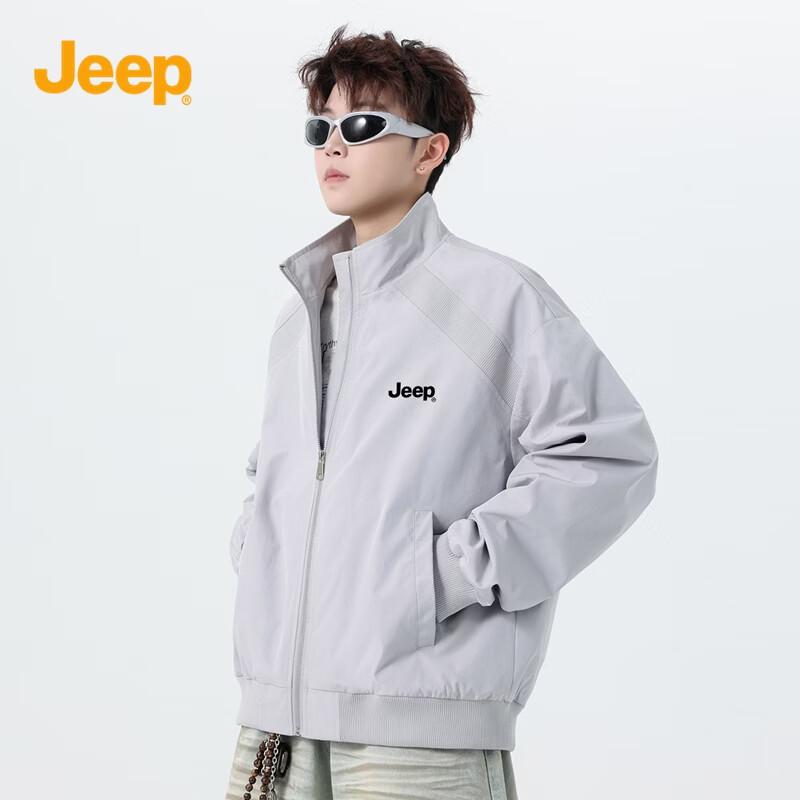 JEEP Men's Casual Stand Collar Windproof Knit Jacket