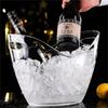 4L Transparenter Eisbehälter Eisschaufel Plastikwanne für Wein Champagner Cocktailbar Tragbar Outdoor Obstaufbewahrungskorb für Partys
