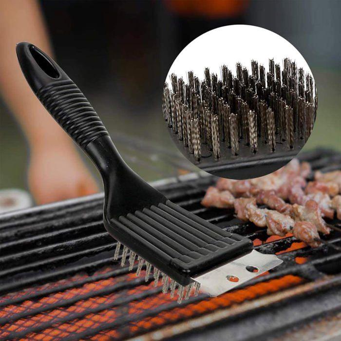 Brosse de Barbecue - GIGICIAL - 3 Pièces - Acier Inoxydable - Nettoyage Facile - Couleur Noir